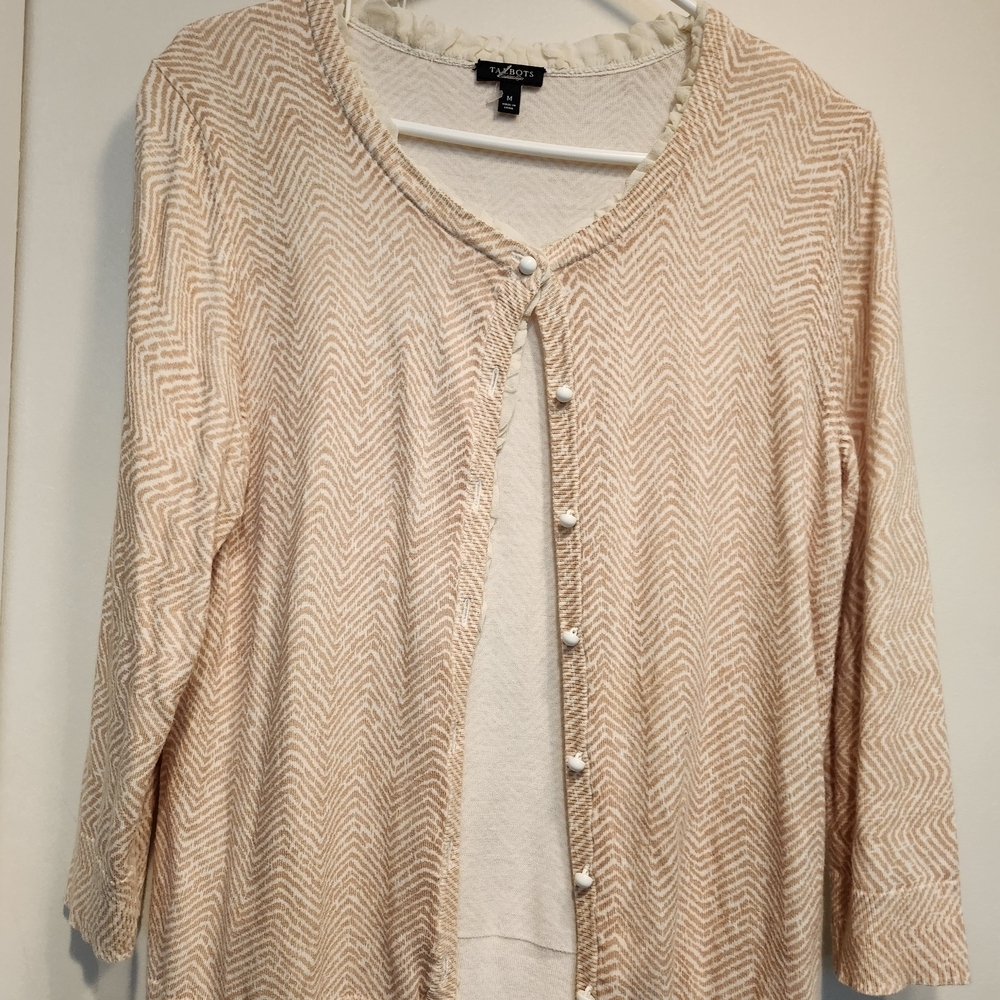 Talbots Cream and Beige Cardigan Sweater